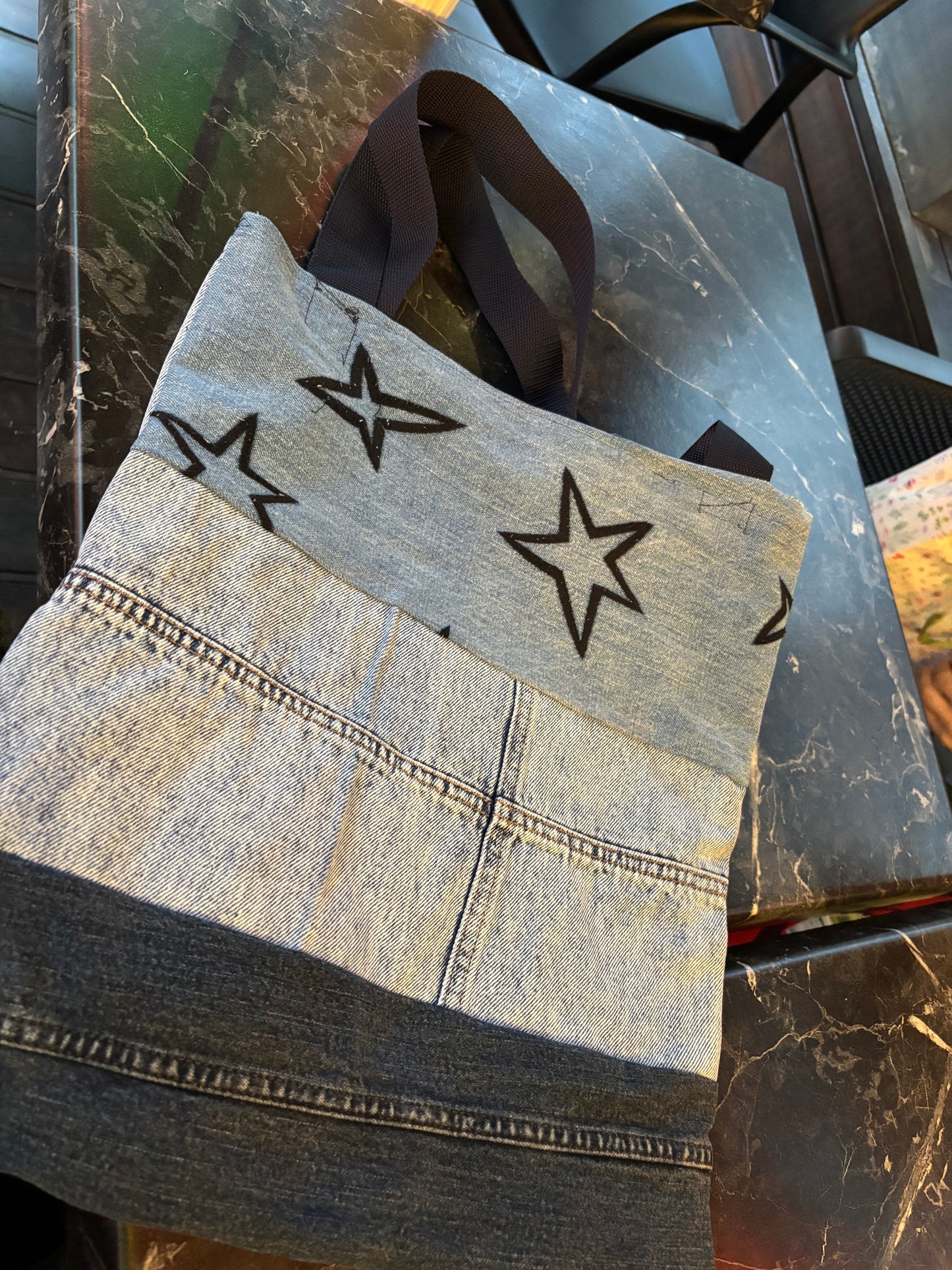 Stardust tote - Faded denim, sprinkled with dreams