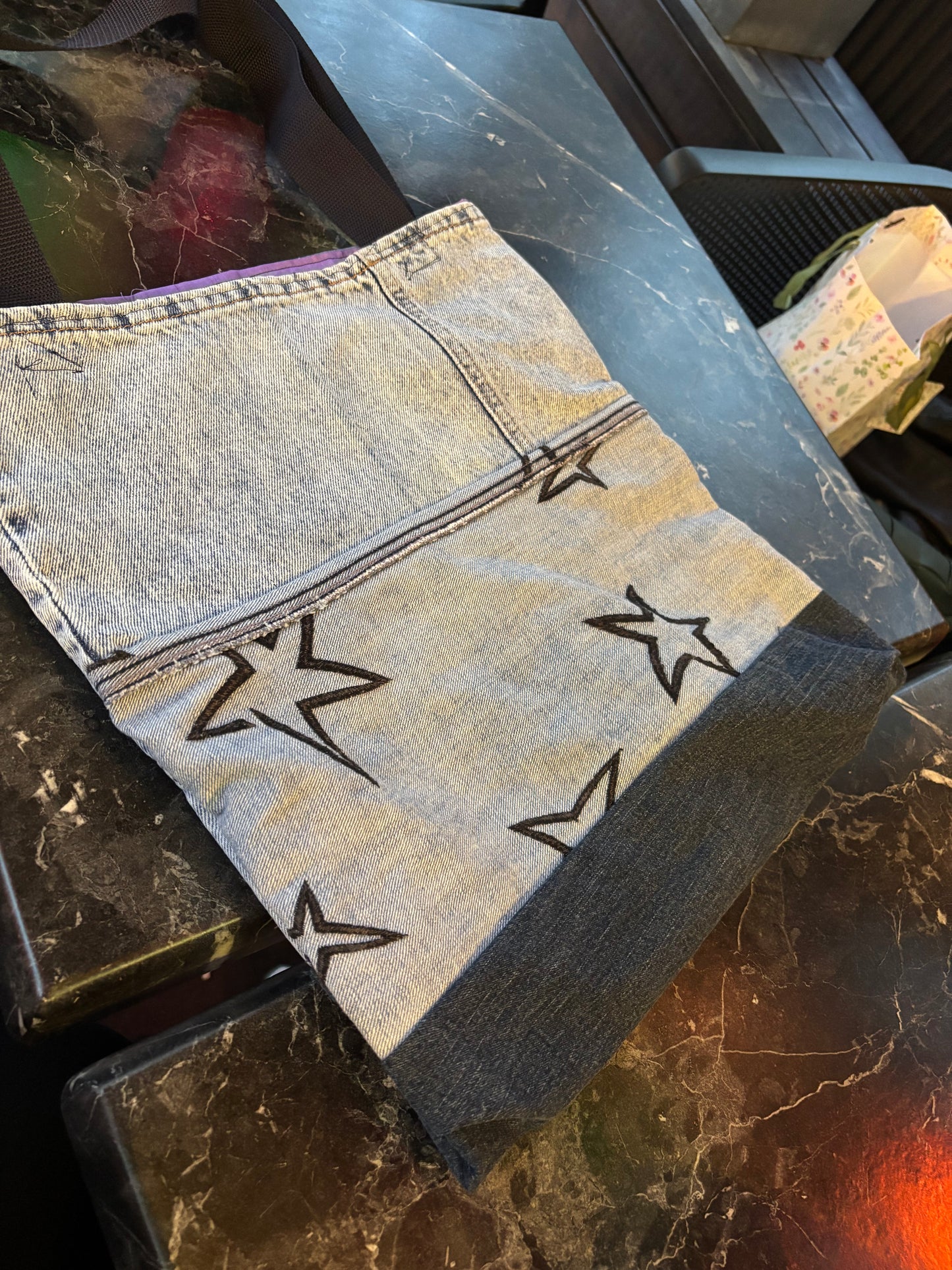 Stardust tote - Faded denim, sprinkled with dreams